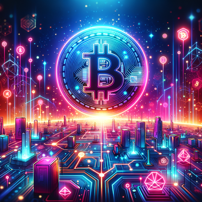 featured image. crypto tech altcoins. neon pink blue.