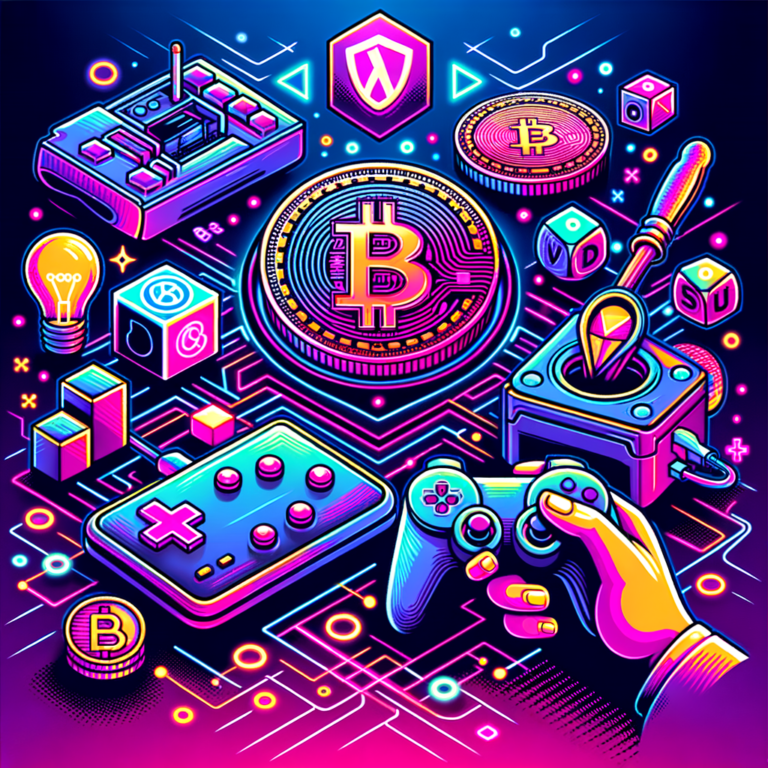 featured image. crypto tech gaming. neon pink blue.