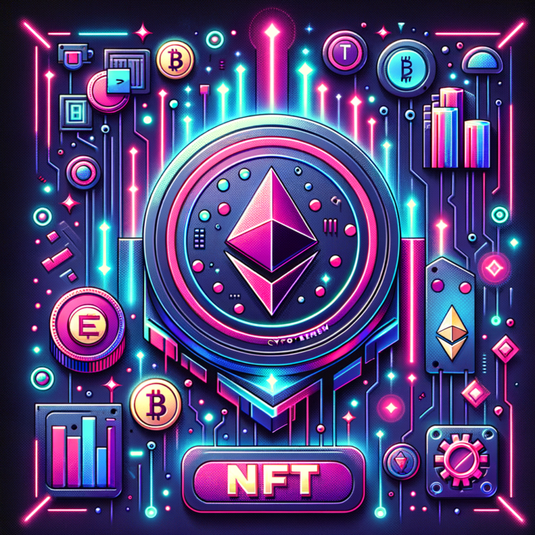 main featured image nft. neon pink blue. backgroun: crypto tech eth